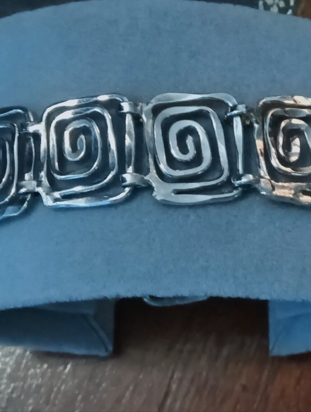 Silver Spiral Square Link Silver Bracelet